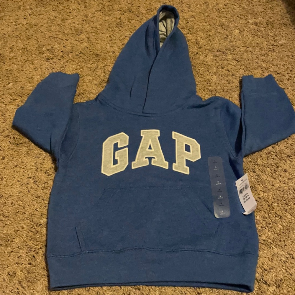 Gap blue hoodie w/ gray lettering